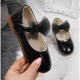 Baleríny na suchý zip s mašlí Vinceza Jr JAN100A černé černá 1 Baleríny na suchý zip s mašlí Vinceza Jr JAN100A černé černá 1