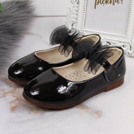 Baleríny na suchý zip s mašlí Vinceza Jr JAN100A černé černá 2 Baleríny na suchý zip s mašlí Vinceza Jr JAN100A černé černá 2