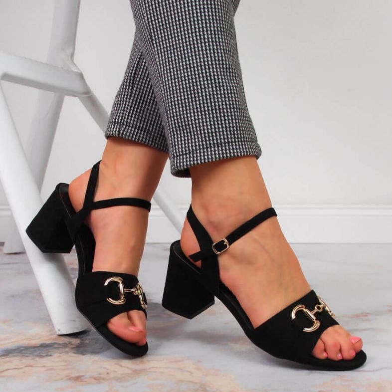 Sandály na sloupku s ozdobou S. Bararski W OLI158A černé černá 2