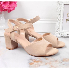 Sandály na béžovém sloupku Vinceza W JAN113B béžový 2