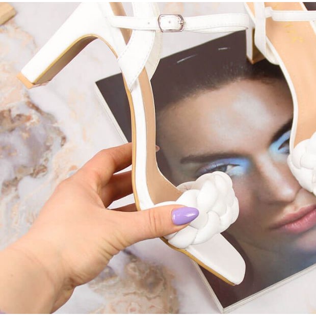 Sandály na vysokém podpatku Vinceza W JAN114B bílé bílý 1