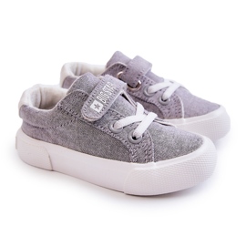 Dětské nízké tenisky na suchý zip Big Star JJ374107 Grey šedá 1