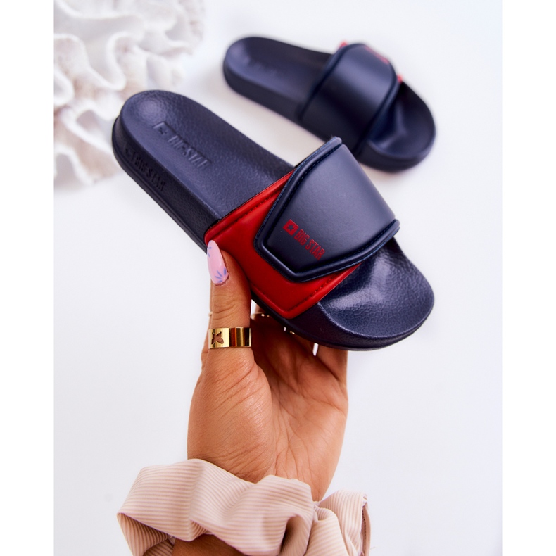 Lehké dětské pantofle Big Star JJ374351 Navy Blue červené námořnická modrá 2