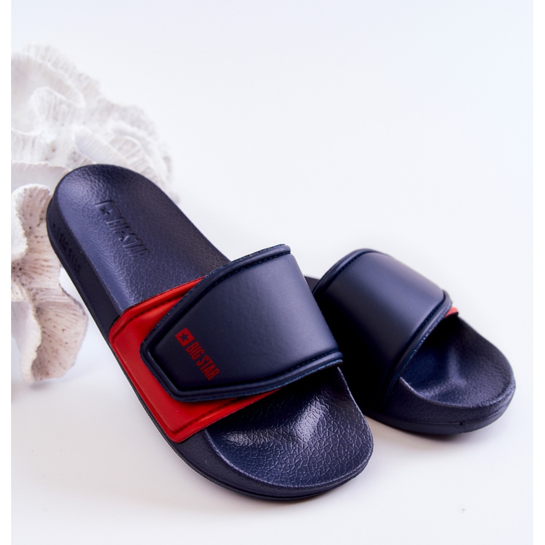 Lehké dětské pantofle Big Star JJ374351 Navy Blue červené námořnická modrá 1