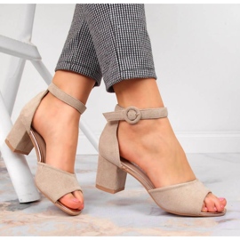 Sandály na béžovém sloupku Vinceza W JAN96D béžový 2
