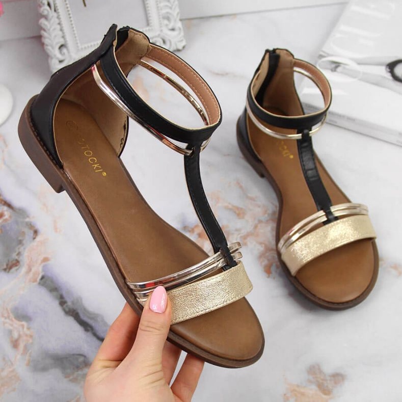 Římské sandály Potocki W WOL73A černé černá zlatý 1