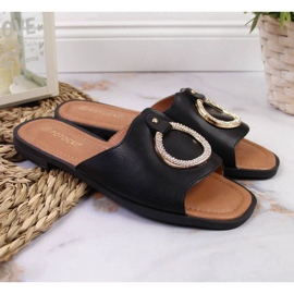 Černé pantofle s ozdobou Potocki W WOL74A černý 2