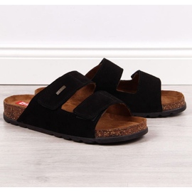 Kožené sandály na suchý zip Big Star M JJ176001 černé černá 1