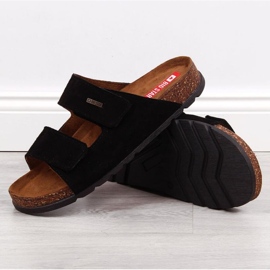 Kožené sandály na suchý zip Big Star M JJ176001 černé černý 2