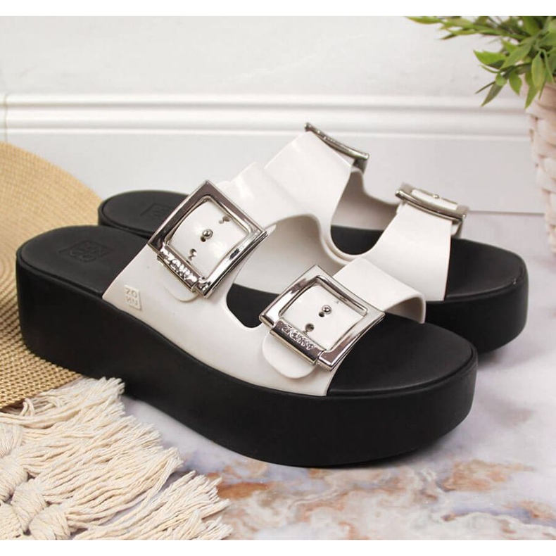 Gumové pantofle na platformě Zaxy W INT1707 bílé bílý 2