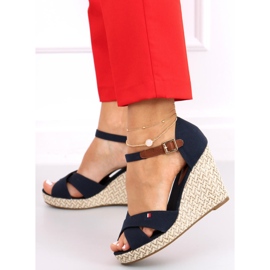 Sandály na klínku Lamis Blue námořnická modrá 2