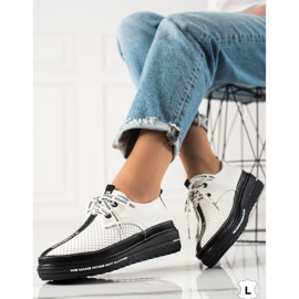 Kožené Brogues Na Platformě bílý černá 2