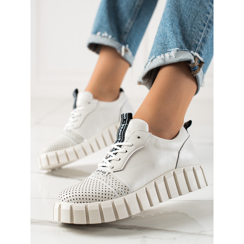 ARTIKER Bílé módní kožené boty bílý 1