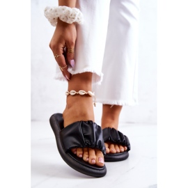 S.Barski Dámské klasické černé pantofle Kočičí černá 1