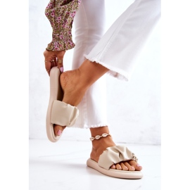 S.Barski Dámské klasické béžové kočičí pantofle béžový 2