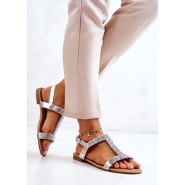 S.Barski Dámské sandály s kamínky Silver Julies stříbrný 1
