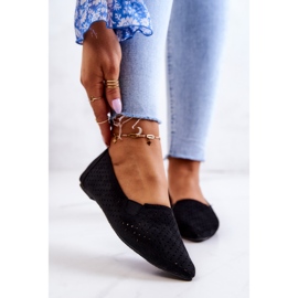 LU BOO Prolamované dámské baleríny Slip-on Black Rosario černý 2