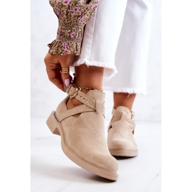 PL5 Dámské kožené kozačky s vykrojeným světle béžovým ramosem 1
