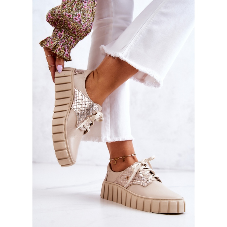 PA1 Kožené Boty Na Béžové Hypnóze Platformě béžový 2