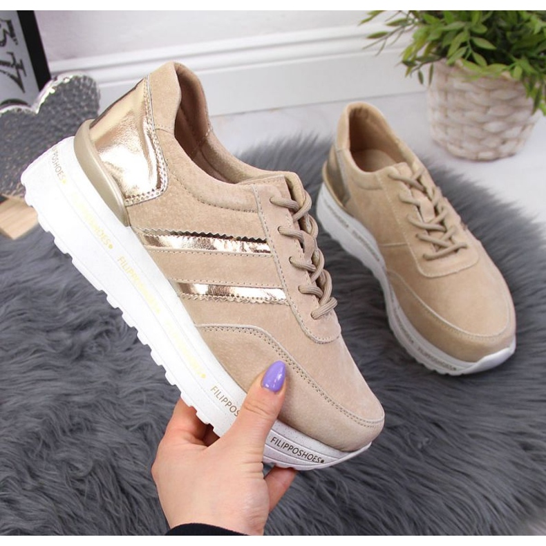 Kožené boty na platformě Filippo W PAW328B béžové béžový 1