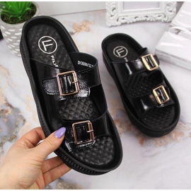 Kožené pantofle s přezkami Filippo W PAW346A černé černá 1