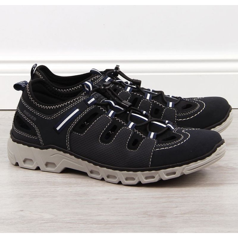 Kožené boty Rieker M RKR510 tmavě modrá modrý 1