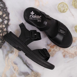 Kožené sandály na platformě Rieker W RKR513 černé černá 2