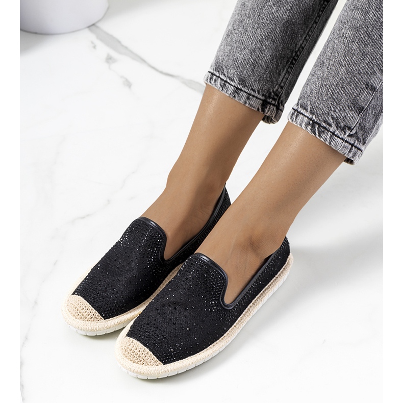 Černé espadrilky s kubickou zirkonií Punter černý 1
