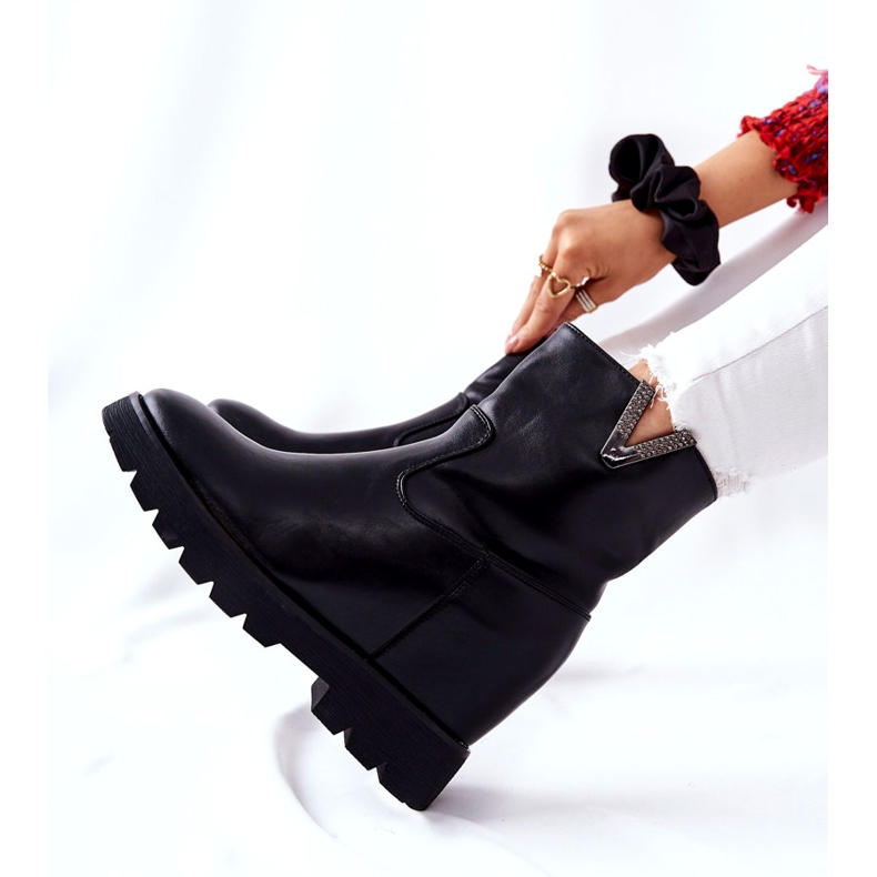 PG1 černé Kotníkové Boty Na Skrytém Klínu S Tiver Emblémem černá 2