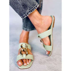 Pantofle s řetízkem Saud Green zelená 1 Pantofle s řetízkem Saud Green zelená 1