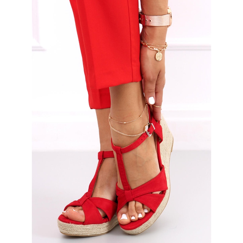 Sandály Espadrilky na klínku Basam Red červený 1