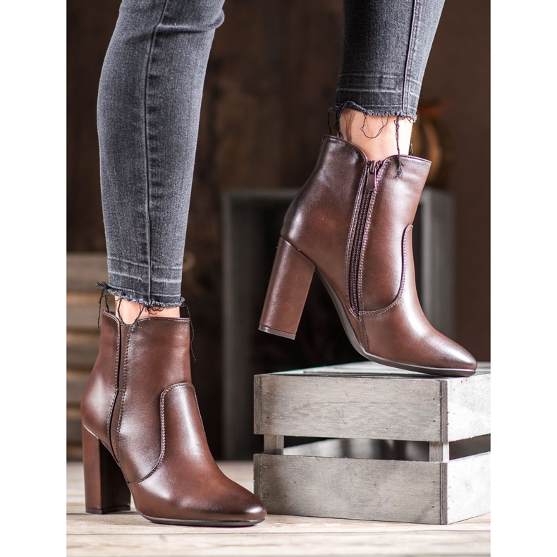 Super Mode Hnědé boty s eko kůží hnědý 1