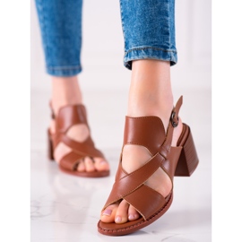 Kožené sandály na vysokém podpatku LA.FI hnědý 2 Kožené sandály na vysokém podpatku LA.FI hnědý 2