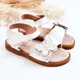 S.Barski Dětské kožené sandály Butterfly White Rolly bílý 1