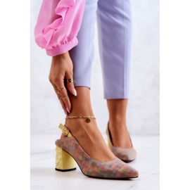 Semišové lodičky na sloupku Maciejka 05427-39 Vícebarevná vícebarevný žlutá 1