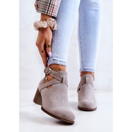 PL5 Kožené kozačky střihu na sloupku Grey Axelle šedá 2