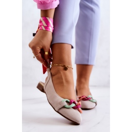 Lewski Shoes Semišové balerínky s řetízkem Lewski boty 3125 Světle béžová béžový 1