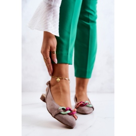 Lewski Shoes Semišové balerínky s řetízkem Lewski Boty 3125 Béžová béžový 1