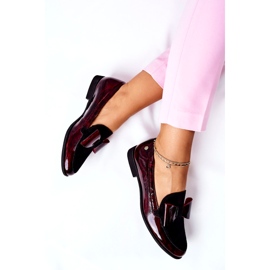 Dámské brogues Maciejka lakované mokasíny mramorované burgundské 04099-33 / 00-1 černý červený 1