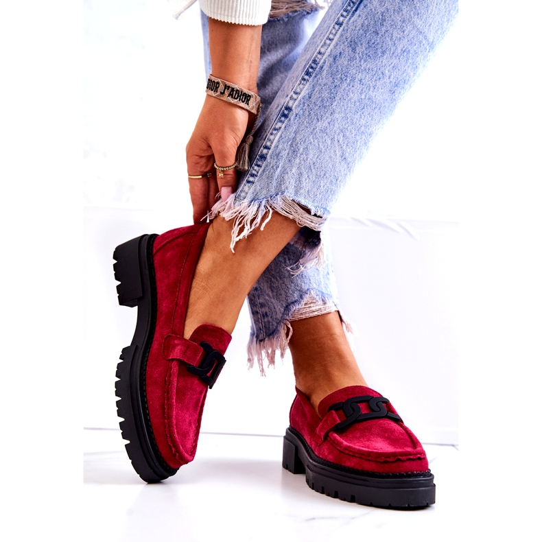PL5 Semišové mokasíny s La.Fi dekorací Fuchsia Laurene červený růžový modrý 3
