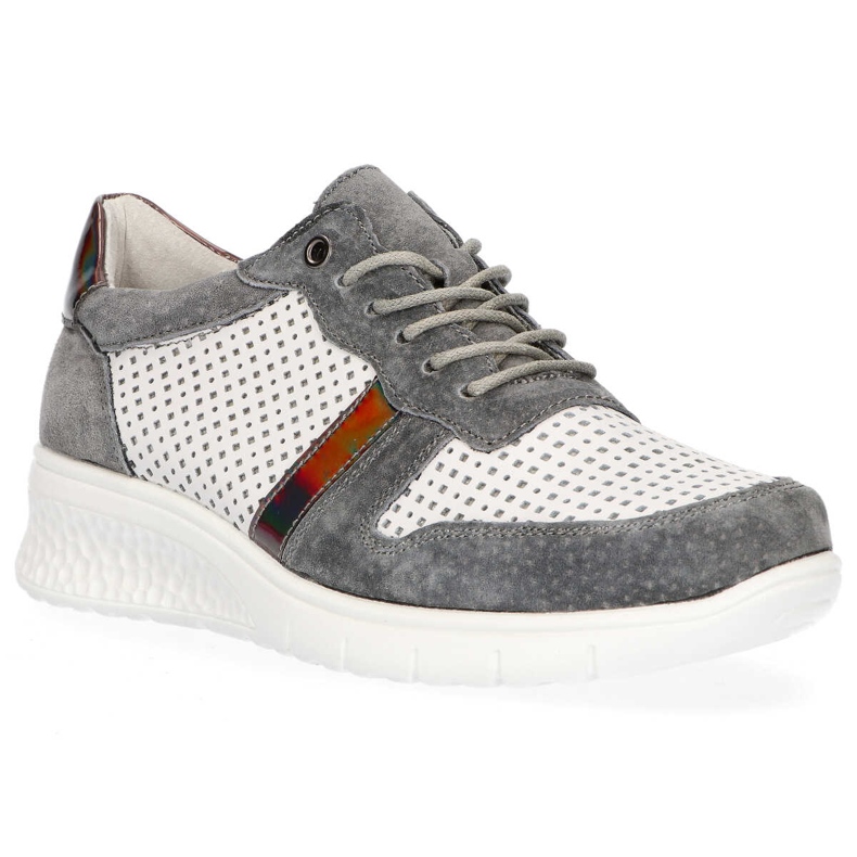 Kožené boty Filippo DP1389 / 20 Wh Gr Grey bílý šedá žluť 2