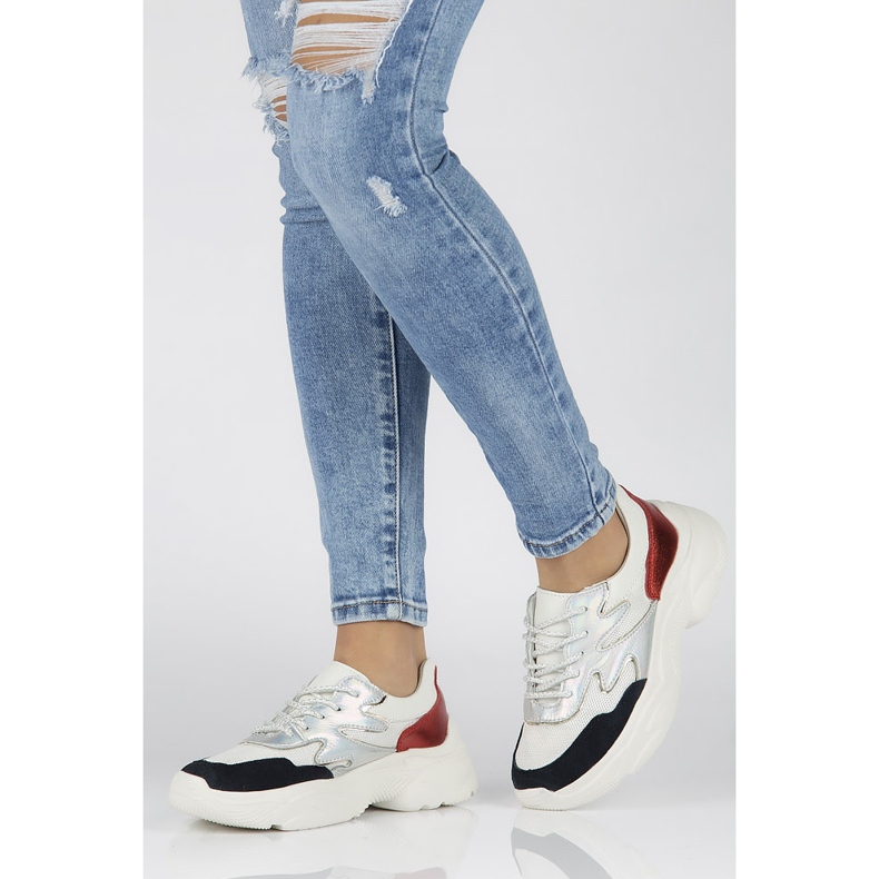 Kožené tenisky Filippo DP1410 / 20 Wh Rd bílé bílý červené 1