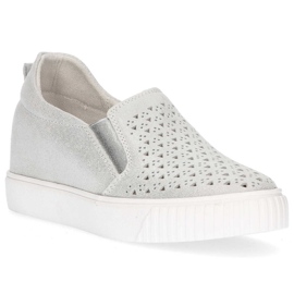 Kožené boty Filippo DP1398 / 20 Si stříbrné stříbrný 2