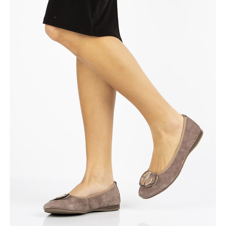 Kožené baleríny Filippo DP1216 / 20 Sd písk béžový hnědý 2