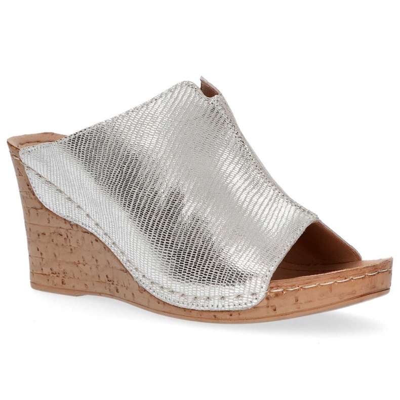 Kožené pantofle Filippo DK786 / 20 Si stříbrné stříbrný 2