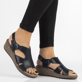 Kožené sandály Filippo DS097 / 18 Nv tmavě modrá námořnická modrá 2