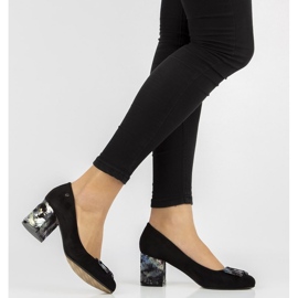 Černé lodičky Filippo DP1559 / 20 Bk Fl černý šedá 2