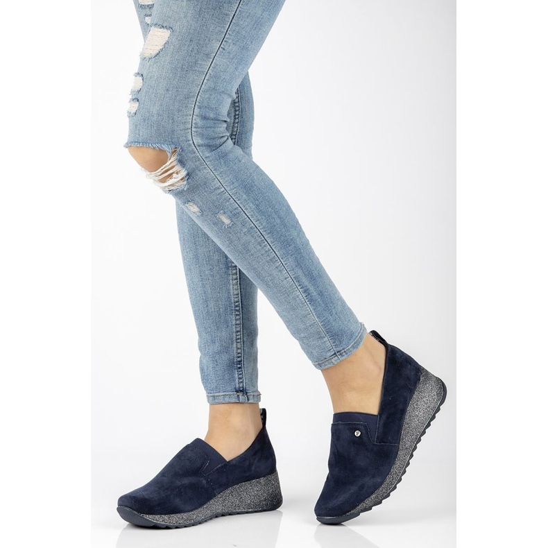 Kožené tenisky Filippo DP1500 / 20 Nv T tmavě modrá námořnická modrá 2