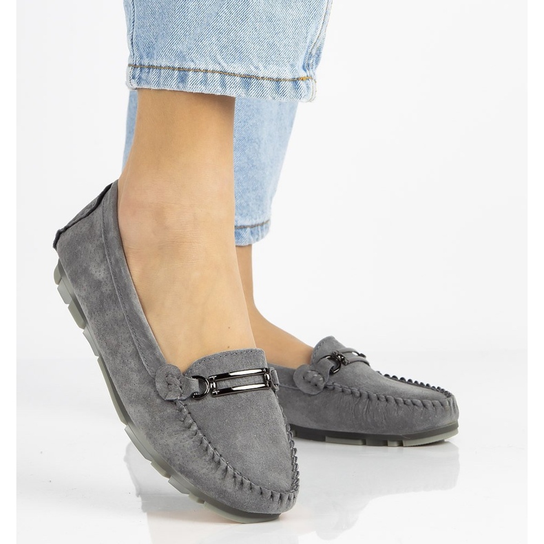 Kožené mokasíny Filippo DP1202 / 21 Gr šedé šedá 2