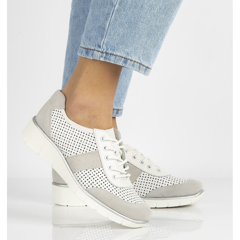 Kožené boty Filippo DP028 / 21 Wh bílé šněrovací bílý 2